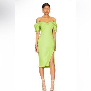 NEW L’Academie Revolve Gemma Midi Dress The Academy Lime Green Large